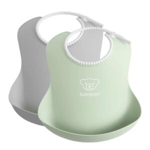 Babybjörn haklapp 2-pack, grå/blekgrön