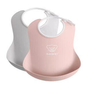 Babybjörn haklapp 2-pack, grå/blekrosa
