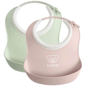 Babybjörn liten haklapp 2-pack, blekgrön/blekrosa