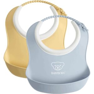 Babybjörn liten haklapp 2-pack, blekgul/blekblå