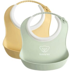 Babybjörn liten haklapp 2-pack, blekgul/blekgrön