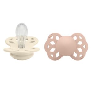 BIBS napp Infinity silikon symmetrisk 2-pack 0-6 mån, ivory/blush