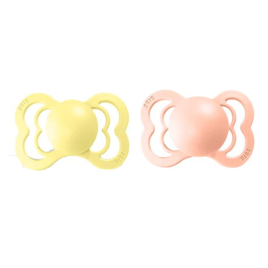 BIBS napp Supreme latex 2-pack 0-6 mån, sunshine/peach sunset