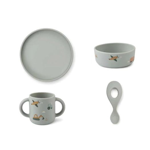 Liewood servis Vivi silikon 4 delar, vehicles/dove blue mix