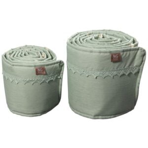 NG Baby spjälskydd 2 delar med spets, sage green, Sage green spets