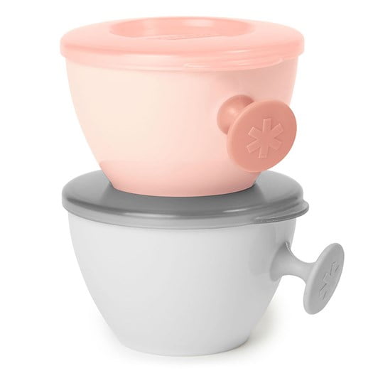 Skip Hop Easy-Grab matningsskål 2-pack, grå/korall